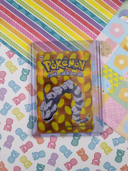 Vintage 1990's Pokemon Trading Vending Prism Shiny Holo Sticker Onix #95 - NM