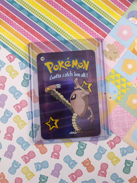 Vintage 1990's Pokemon Trading Vending Prism Shiny Holo Sticker Hitmonlee #106 - NM