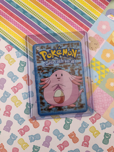Vintage 1990's Pokemon Trading Vending Prism Shiny Holo Sticker Chansey #113 - NM