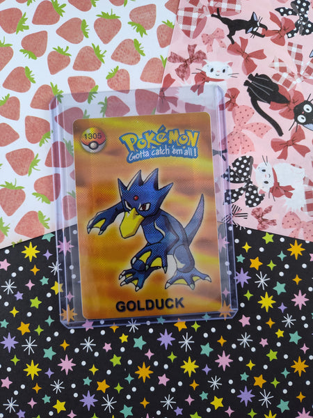 Vintage Pokemon Vending Prism Holo Trading Sticker #1305 / 1299 Golduck / Meowth - NM