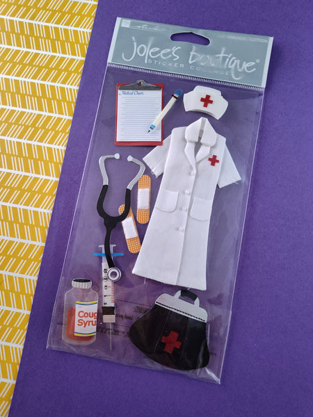 Jolee's Boutique Doctor Nurse Medicine 3-Dimensional Sticker Pack, New/Sealed