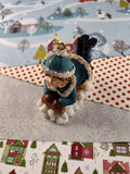 Vintage Christmas Ornament, Child Sledding Toboggan Sleigh