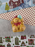 Vintage 1990's Christmas Ceramic Ornament, Cute Teddy Bear w/Balloons