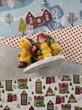 Vintage Christmas Spains, Inc. Wintery Teddy Bears Figurine, Nice & Clean