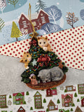 Vintage Christmas Ornament, Resin Three Cats on Christmas Tree