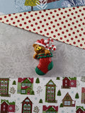 Vintage 1985 Christmas Pin/Brooch, Hallmark Cute Teddy Bear w/Stocking