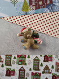 Vintage Christmas Pin/Brooch, Teddy Hugglesbie Cute Teddy Bear w/Stocking