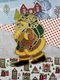 Vintage Christmas Ornament, Hard Plastic/Enamel Stained Glass Santa Claus