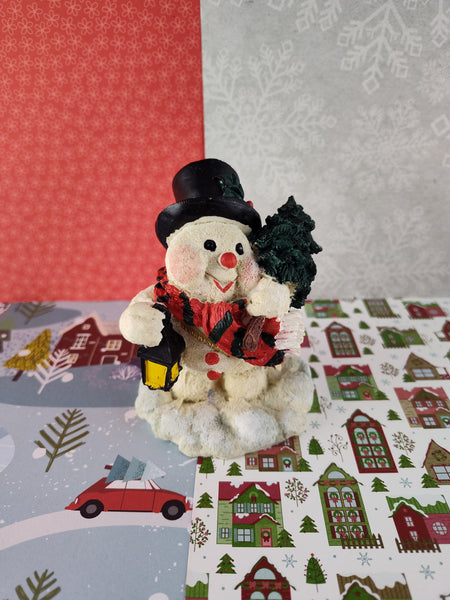Vintage 1994 WBI Windsor Collection Christmas Wintery Snowman Figurine, Nice & Clean