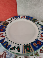 Vintage Ro Gregg "Welcome Winter" #4116 Stoneware 10.5" Dinner Plates Set/4, Nice & Clean