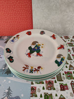 Vintage Ro Gregg "Welcome Winter" #4116 Stoneware 7.5" Dessert Plates Set/4, Nice & Clean