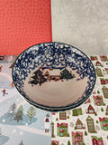 Vintage Folk Craft Cabin in the Snow by Tienshan Soup/Cereal Bowls Set/2, Nice & Clean