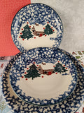 Vintage Folk Craft Cabin in the Snow by Tienshan Dinner + Dessert Plates Set/8, Nice & Clean