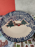 Vintage Folk Craft Cabin in the Snow by Tienshan Dinner + Dessert Plates Set/8, Nice & Clean