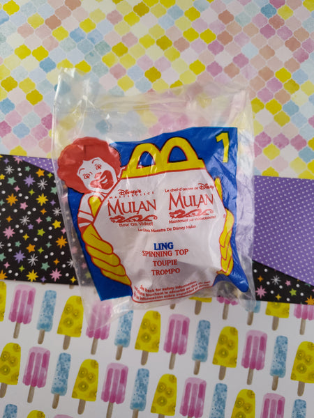 Vintage 1998 Walt Disney's Mulan McDonalds Ling Spinning Top Toy SEALED