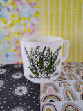 Vintage Lily of the Valley - May Milk Glass Mug w/Bible Verse, Nice & Clean, Like New