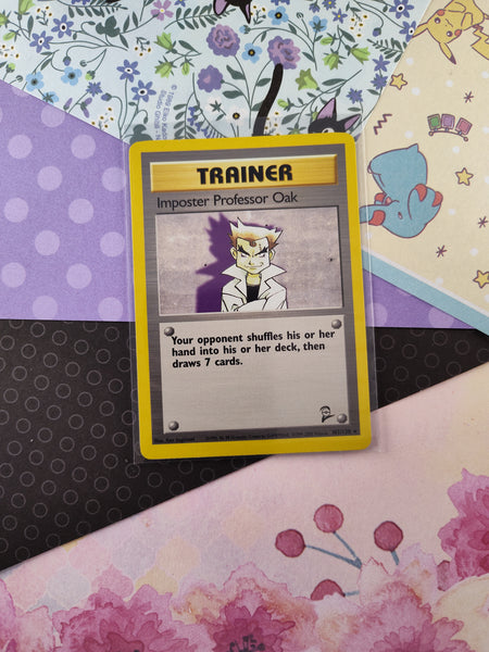 Vintage Rare - Imposter Professor Oak Base Set 2 Non-Holo Pokemon Card 102/130 - VG (B)