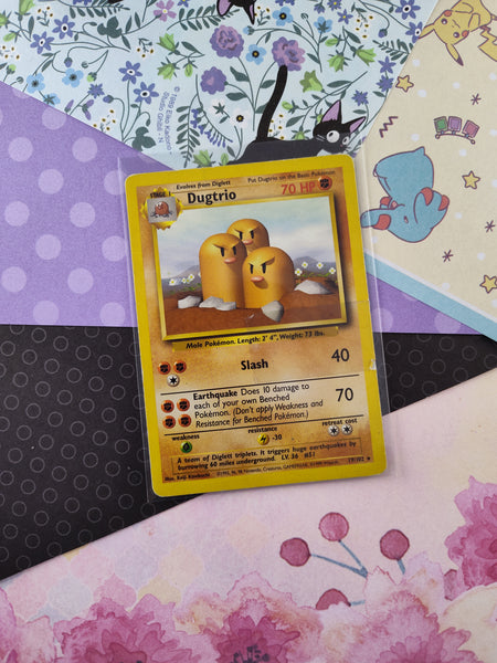 Vintage Rare - Dugtrio Base Set Non-Holo Pokemon Card 19/102 - HP/Damaged (B)