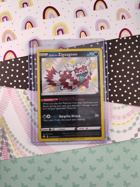 Pokemon TCG - Galarian Zigzagoon Shining Fates Holographic Card SV078/SV122 - NM