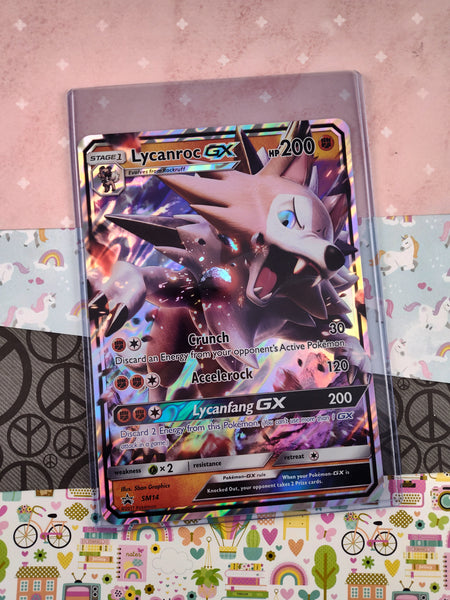 Pokemon TCG - Lycanroc GX Sun & Moon Promo Jumbo Full Art Holographic Card SM14 - NM