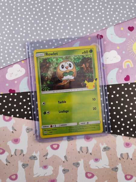 Pokemon TCG - Rowlet Celebrations McDonalds Promo Holographic Card 7/25 - NM