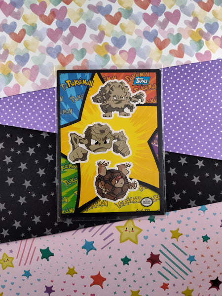 Vintage 1999 Topps 1st Edition Blue Label Geodude Evolutions Pokemon Puzzle Card - VG