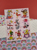 Vintage 1990's Hallmark Looney Tunes Valentine's Full Sticker Sheet, Clean & Unused