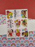 Vintage 1990's Hallmark Looney Tunes Valentine's Full Sticker Sheet, Clean & Unused