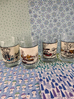 Vintage 1981 Currier and Ives Arby's Short Tumblers Set/4 Winter Collection