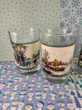 Vintage 1981 Currier and Ives Arby's Short Tumblers Set/4 Winter Collection