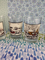 Vintage 1981 Currier and Ives Arby's Short Tumblers Set/4 Winter Collection