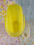 Vintage Tupperware #587-9 Yellow Container w/ Handle & Lid, Nice Clean