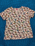Hello Kitty by Sanrio Colorful White Women's Scrub Top Size Medium