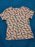Hello Kitty by Sanrio Colorful White Women's Scrub Top Size Medium