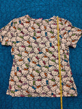 Hello Kitty by Sanrio Colorful White Women's Scrub Top Size Medium