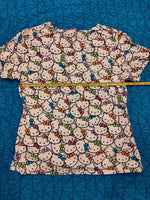 Hello Kitty by Sanrio Colorful White Women's Scrub Top Size Medium