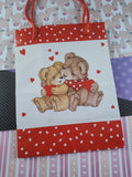 Vintage 1994 American Greetings Forget Me Not Valentine's Teddy Bears Gift Bag, NEW