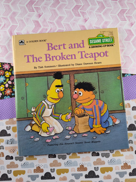 Vintage 1985 Sesame Street Growing-Up Book, Bert and The Broken Teapot Hardcover