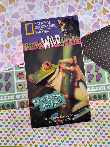 Vintage 1994 National Geographic Kids Video: Really Wild Animals, Totally Tropical Rain Forest VHS Tape Sealed, New