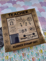 Vintage All Night Media "Teacher" #2416R Stamp Block Set/6, CLEAN