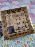 Vintage All Night Media "Teacher" #2416R Stamp Block Set/6, CLEAN