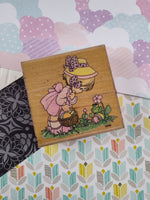 Vintage 1996 Precious Moments Easter Springtime Wooden Block/Rubber Stamp