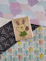 2010 Hampton Art Easter Bunny w/Egg Wooden Block/Rubber Stamp