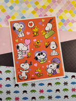 Vintage 1990's Hallmark Peanuts Snoopy Valentine's Day Hearts Full Sticker Sheet, Clean & Unused