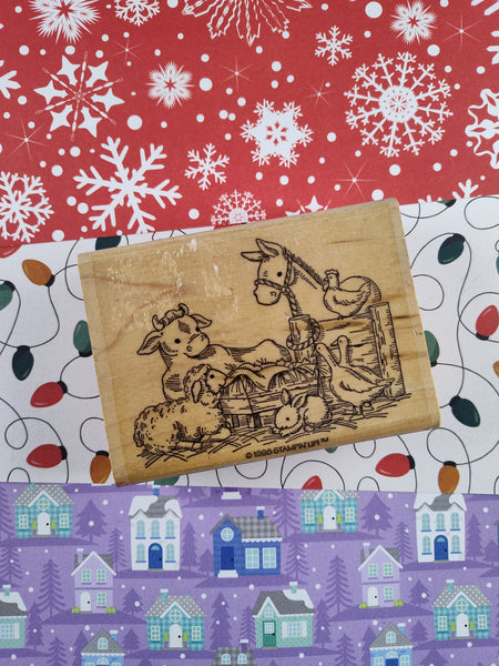 Vintage 1998 Stampin' Up Christmas Nativity Scene Wooden Block/Rubber Stamp