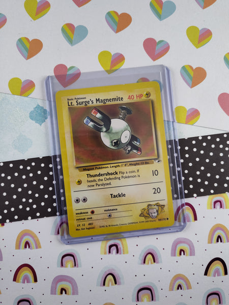 Vintage Common - Lt. Surge's Magnemite Gym Heroes Non-Holo Pokemon Card 80/132  - NM