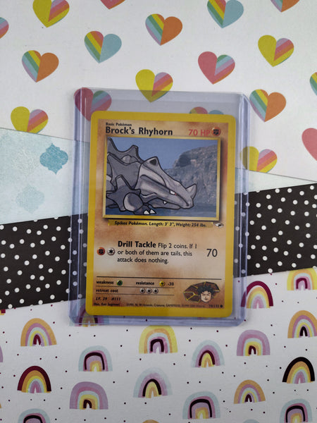 Vintage Common - Brock's Rhyhorn Gym Heroes Non-Holo Pokemon Card 70/132  - NM