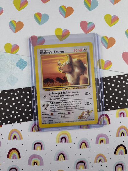 Vintage Common - Blaine's Tauros Gym Heroes Non-Holo Pokemon Card 64/132  - NM
