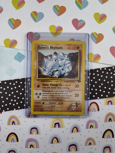 Vintage Common - Blaine's Rhyhorn Gym Challenge Non-Holo Pokemon Card 65/132  - NM
