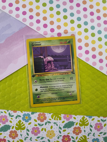 Vintage Common - 1st Edition Grimer Fossil Non-Holo Pokemon Card 48/62 - VG